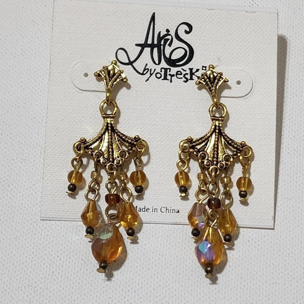 TRESKA beaded dangle chandelier earrings new!!!